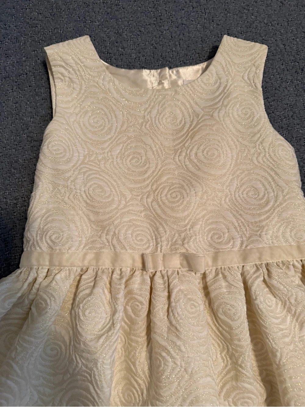 The Children's Place Light Cream Rosette Jacquard Party Dress